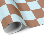 Papier Cadeau à damiers Pastel Bleu et Brown (Coin rond)