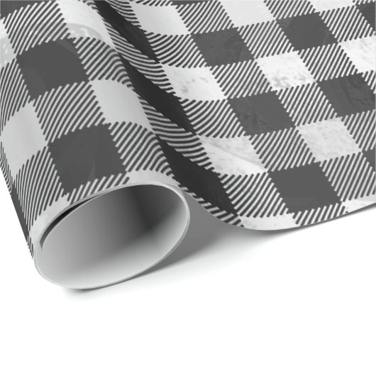 Papier Cadeau à damiers Plaid Noir Et Blanc (Coin rond)