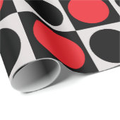 Papier Cadeau à damiers Pois géométriques du cercle rouge rouge (Coin rond)