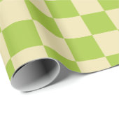 Papier Cadeau à damiers pomme vert et beige (Coin rond)
