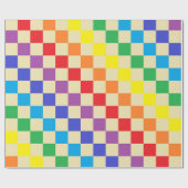 Papier Cadeau à damiers Rainbow Beige (Plat)