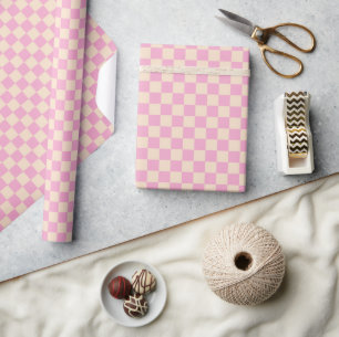 Papier Cadeau À damiers rose