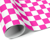 Papier Cadeau à damiers rose et blanc (Coin rond)