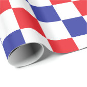 Papier Cadeau à damiers rouge, blanc et bleu (Coin rond)