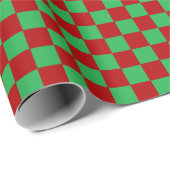 Papier Cadeau à damiers rouge et vert (Coin rond)