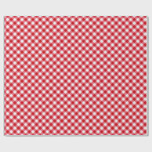 Papier Cadeau à damiers tartan plaid classique rouge blanc textu (Plat)