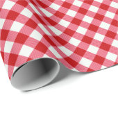 Papier Cadeau à damiers tartan plaid classique rouge blanc textu (Coin rond)