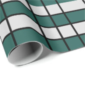 Papier Cadeau À damiers turquoise gris noir (Coin rond)