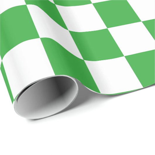 Papier Cadeau À damiers vert (Coin rond)