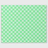 Papier Cadeau À damiers vert clair et blanc aux coeurs (Plat)