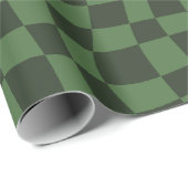 Papier Cadeau à damiers vert ondulé super rétro (Coin rond)