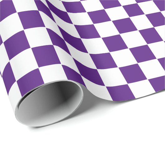 Papier Cadeau à damiers violet et blanc (Coin rond)