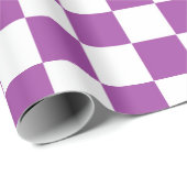 Papier Cadeau À damiers violet et blanc (Coin rond)