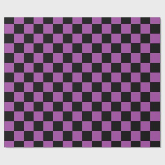 Papier Cadeau à damiers violet et noir (Plat)