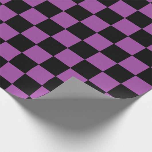 Papier Cadeau à damiers violet et noir (Coin)