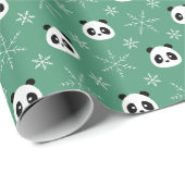 Papier Cadeau À feuillage persistant léger - Pandas mignons avec (Coin rond)