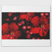 papier cadeau à fleurs rouges (Plat)