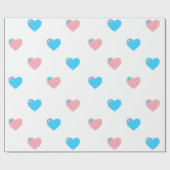 Papier cadeau à grands cœurs Fierté Trans (Plat)