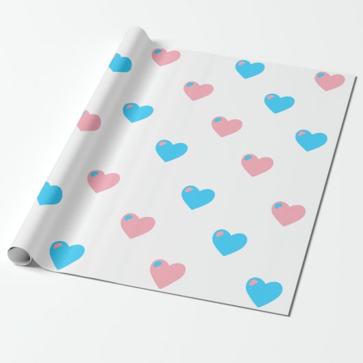 Papier cadeau à grands cœurs Fierté Trans (Déroulé)