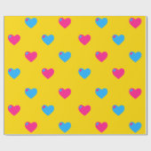 Papier cadeau à grands cœurs Pan Pride (Plat)
