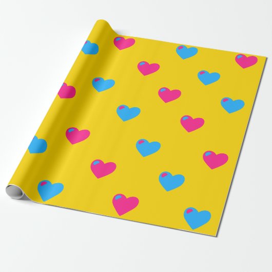 Papier cadeau à grands cœurs Pan Pride (Déroulé)