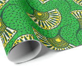 Papier Cadeau à Imprimé Éventail Ankara Vert et Ja (Coin rond)