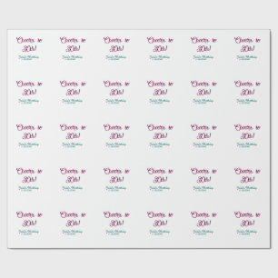 Papier Cadeau À la 30e anniversaire nom date mauve bleu élégant