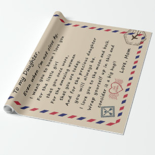 Papier Cadeau À Mon Cadeau Fille, Lettre D'Amour Fille Et Maman