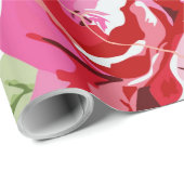 Papier cadeau à motif classique rose rouge et blan (Coin rond)