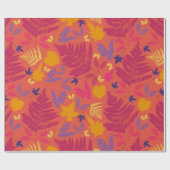 Papier cadeau à motif de fougère rose vif et chaud (Plat)