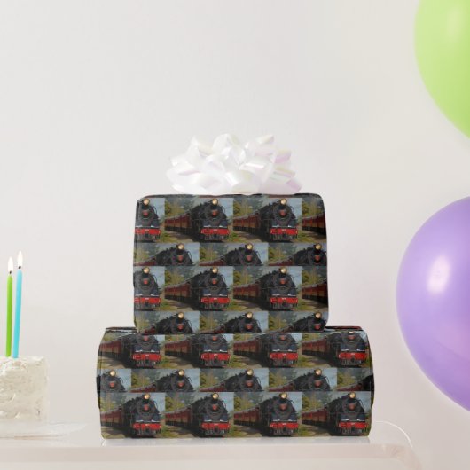 Papier cadeau à motif de train/chemin de fer (Cadeaux de fête)