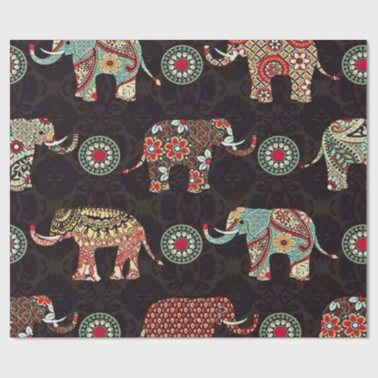 Papier Cadeau à Motif d'Éléphant Décoratif (Plat)