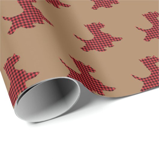 Papier cadeau à motif écossais Chien Scottie Scott (Coin rond)