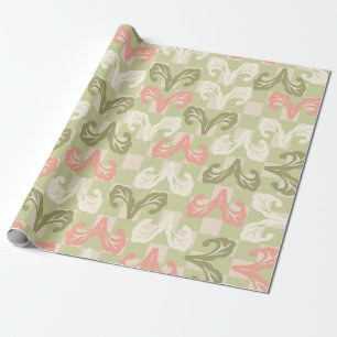 Papier cadeau à motif feuille à carreaux