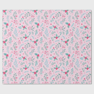 Papier cadeau à motif transparent de Noël rose
