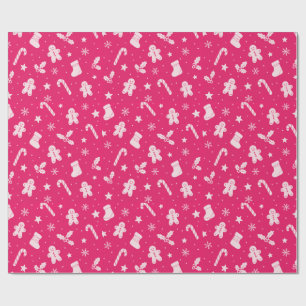 Papier cadeau à motif transparent Noël rose