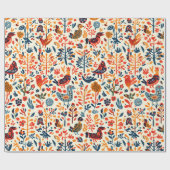 Papier Cadeau à Motif Tribal Folk Vibrant Ethnique (Plat)