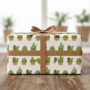 Papier Cadeau à Personnages de Cactus Adorables