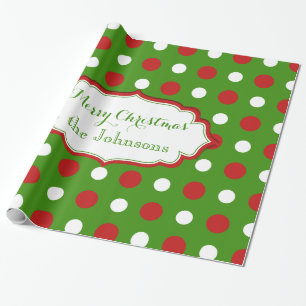 Papier Cadeau À petits pois de Noël d'amusement en rouge et