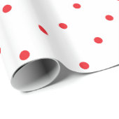 Papier Cadeau À petits pois rouge petit (Coin rond)