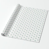 Papier Cadeau À petits pois Vert Simple Chic Motif Sur Blanc (Déroulé)