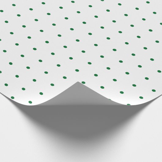 Papier Cadeau À petits pois Vert Simple Chic Motif Sur Blanc (Coin)