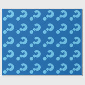 Papier cadeau à point d'interrogation bleu | Mat (Plat)