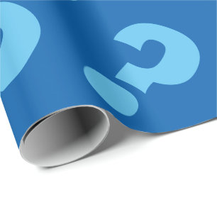 Papier cadeau à point d'interrogation bleu Mat