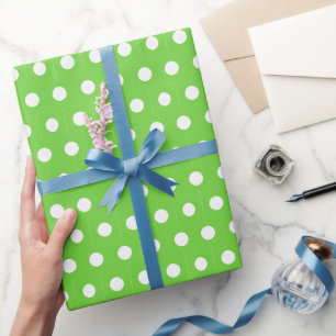 Papier cadeau à pois blanc et vert