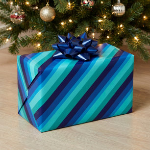 Papier cadeau à rayures bleu sarcelle givré