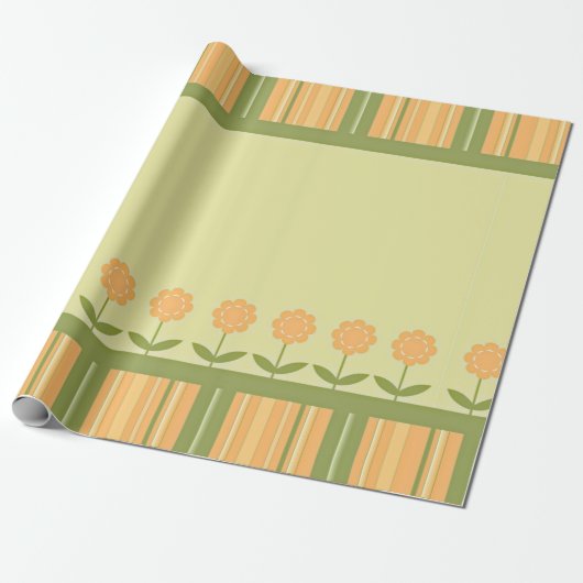Papier cadeau à rayures florales de printemps (Déroulé)