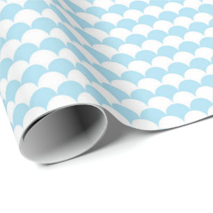 Papier cadeau à rayures ondulées bleu pastel pour