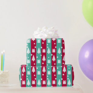 Papier cadeau à rayures pour sapin de Noël