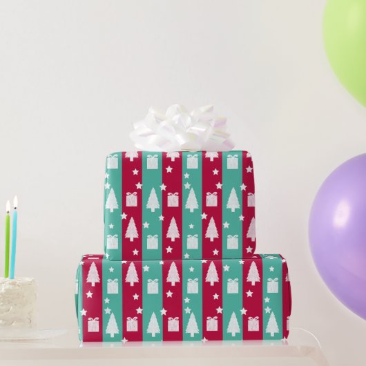 Papier cadeau à rayures pour sapin de Noël (Cadeaux de fête)